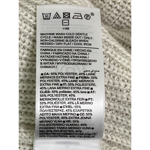 Athleta XL Merino Wool Blend Sweater V-Neck Knit Pullover Beige Tan Lightweight - Picture 4 of 8